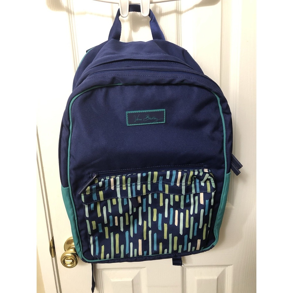 NWOT Vera Bradley Katalina Showers Blue Colorblock Backpack School Hiking Work